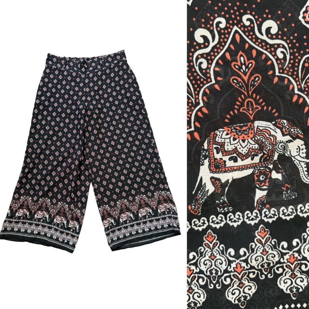 2X Live 4 Truth Elephant Tribal Sheer Wide Leg Boho Palazzo Pants